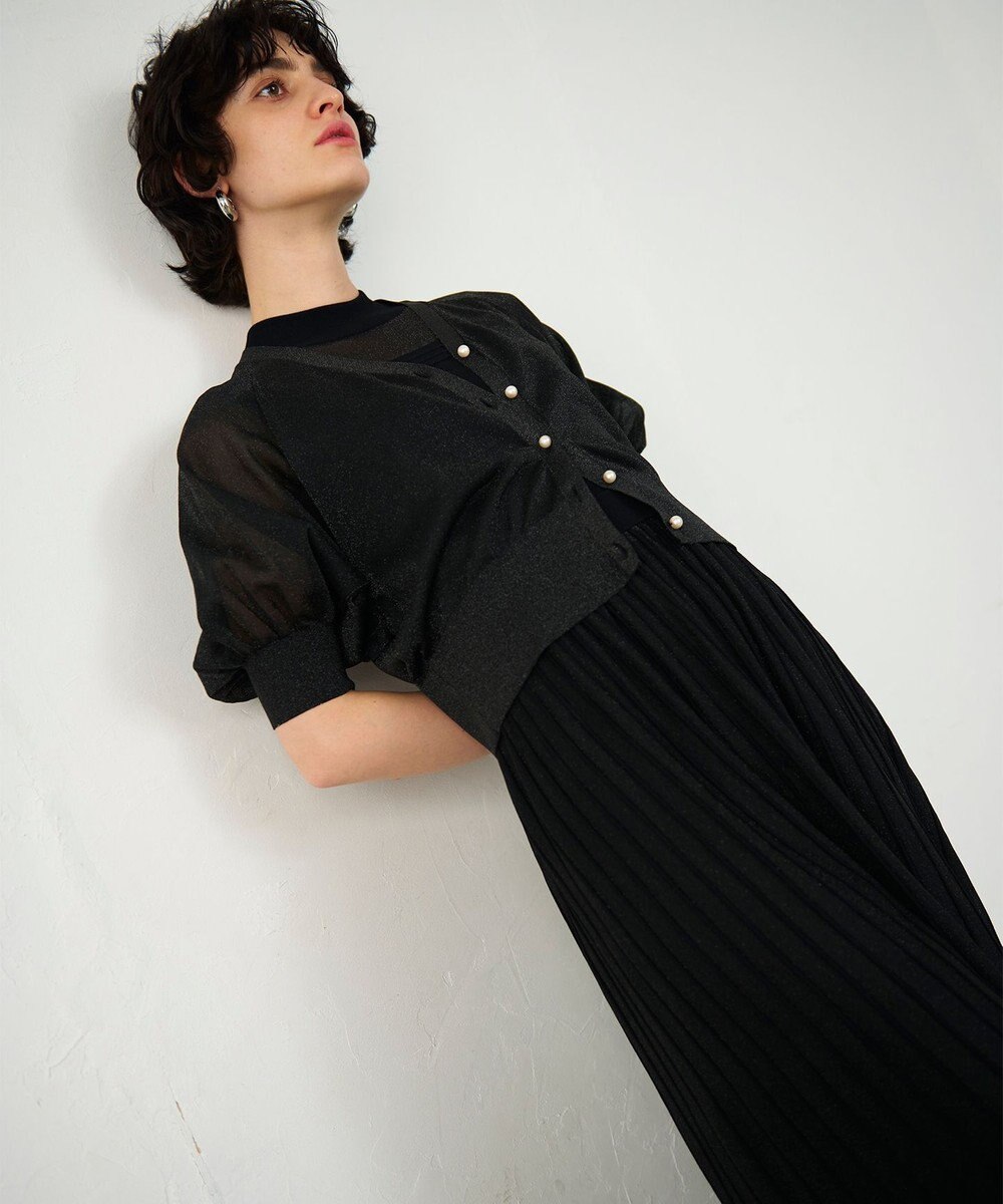 GRACE CONTINENTAL ラメシアードルマンニットカーディガン 