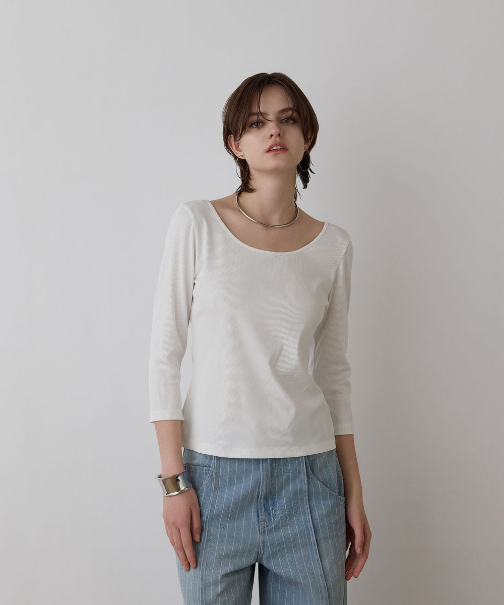 GRACE CONTINENTAL テレコボートネックトップ