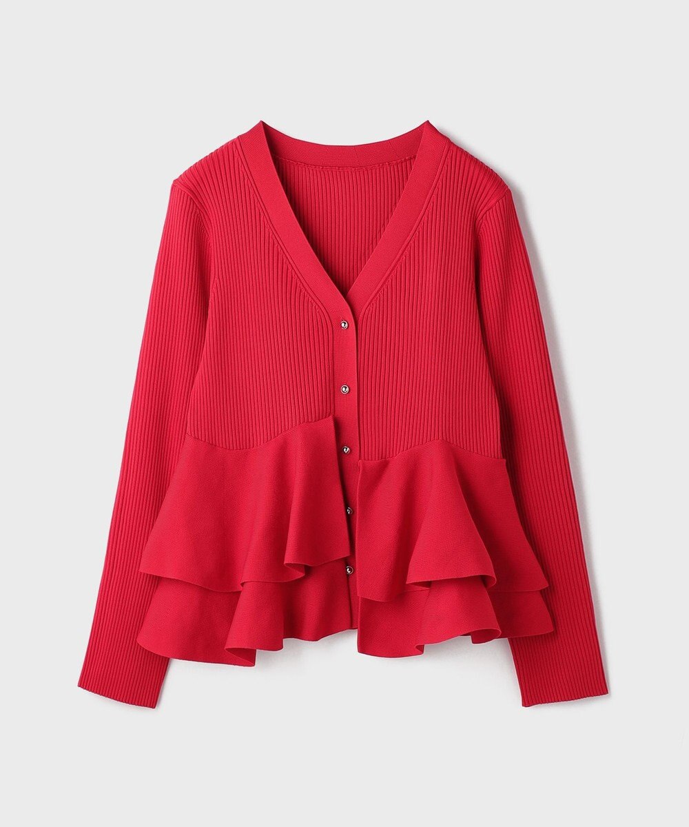 GRACE CONTINENTAL ペプラムニットカーディガン 