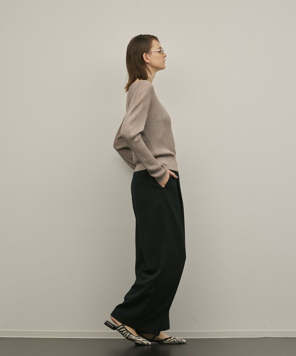 GRACE CONTINENTAL ラメリブクルーニットトップ 