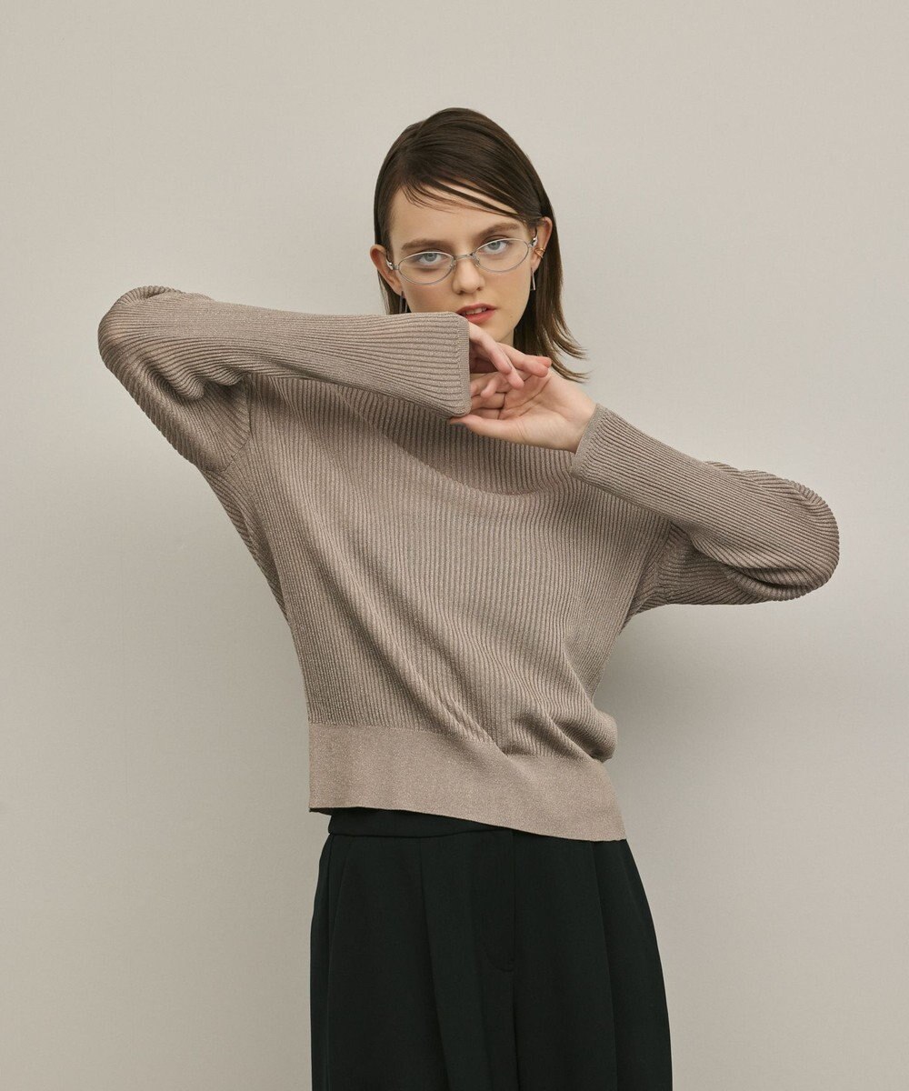 GRACE CONTINENTAL ラメリブクルーニットトップ 