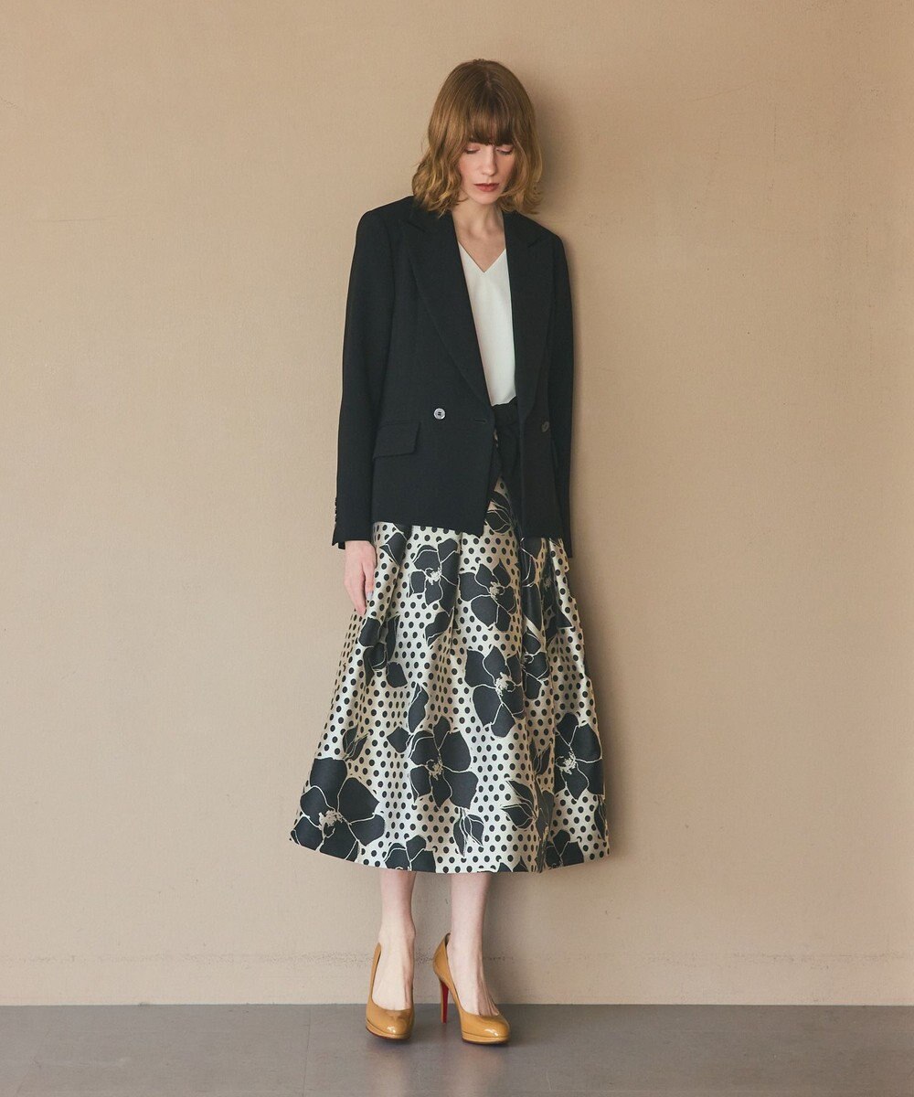 GRACE CONTINENTAL ドットボタニカルジャガードドレス 