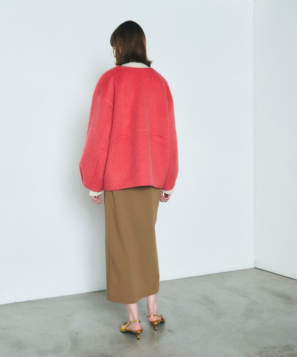 GRACE CONTINENTAL ノーカラーシャギーコート 