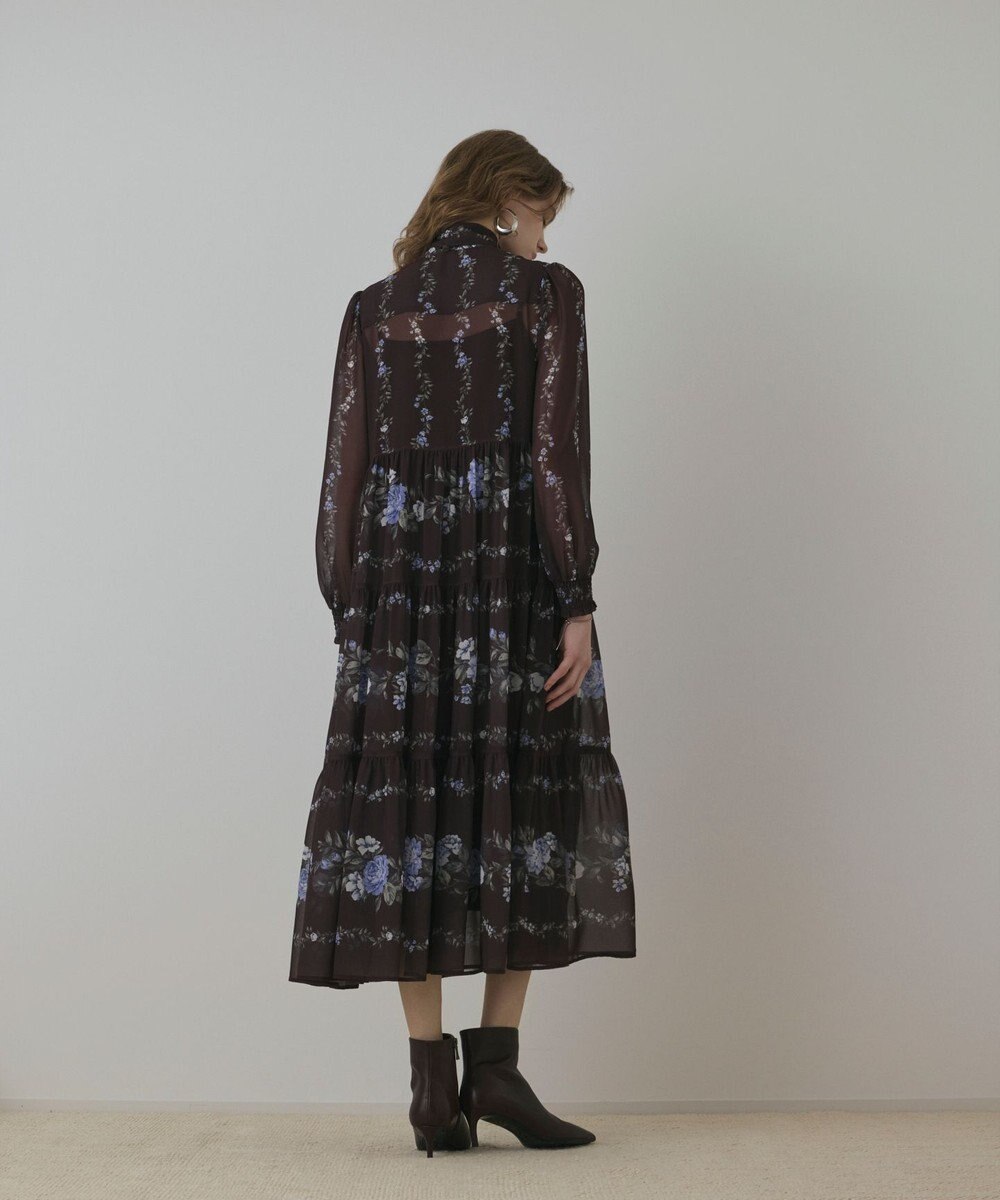 GRACE CONTINENTAL フラワープリントティアードワンピース 