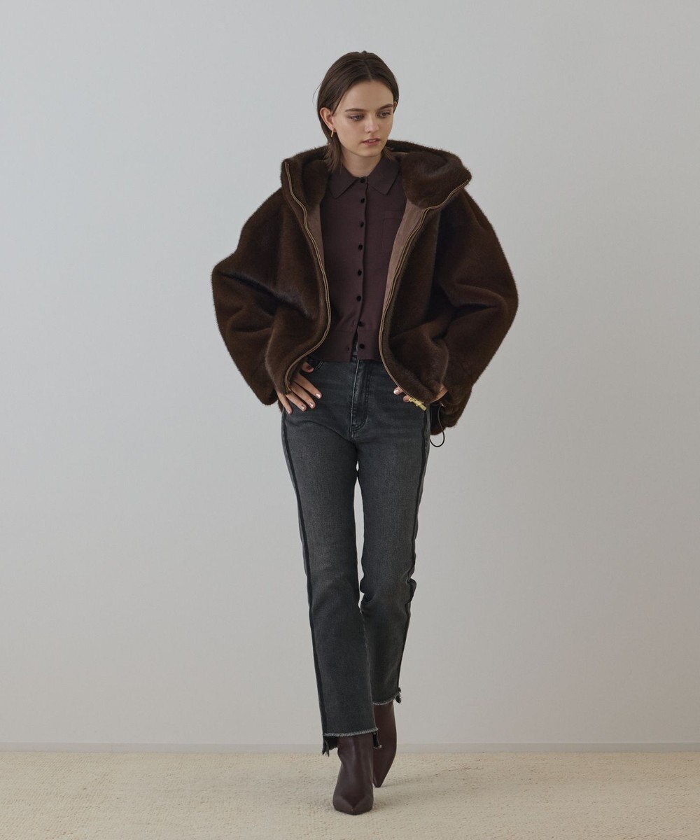 GRACE CONTINENTAL フェイクミンクフードジャケット 