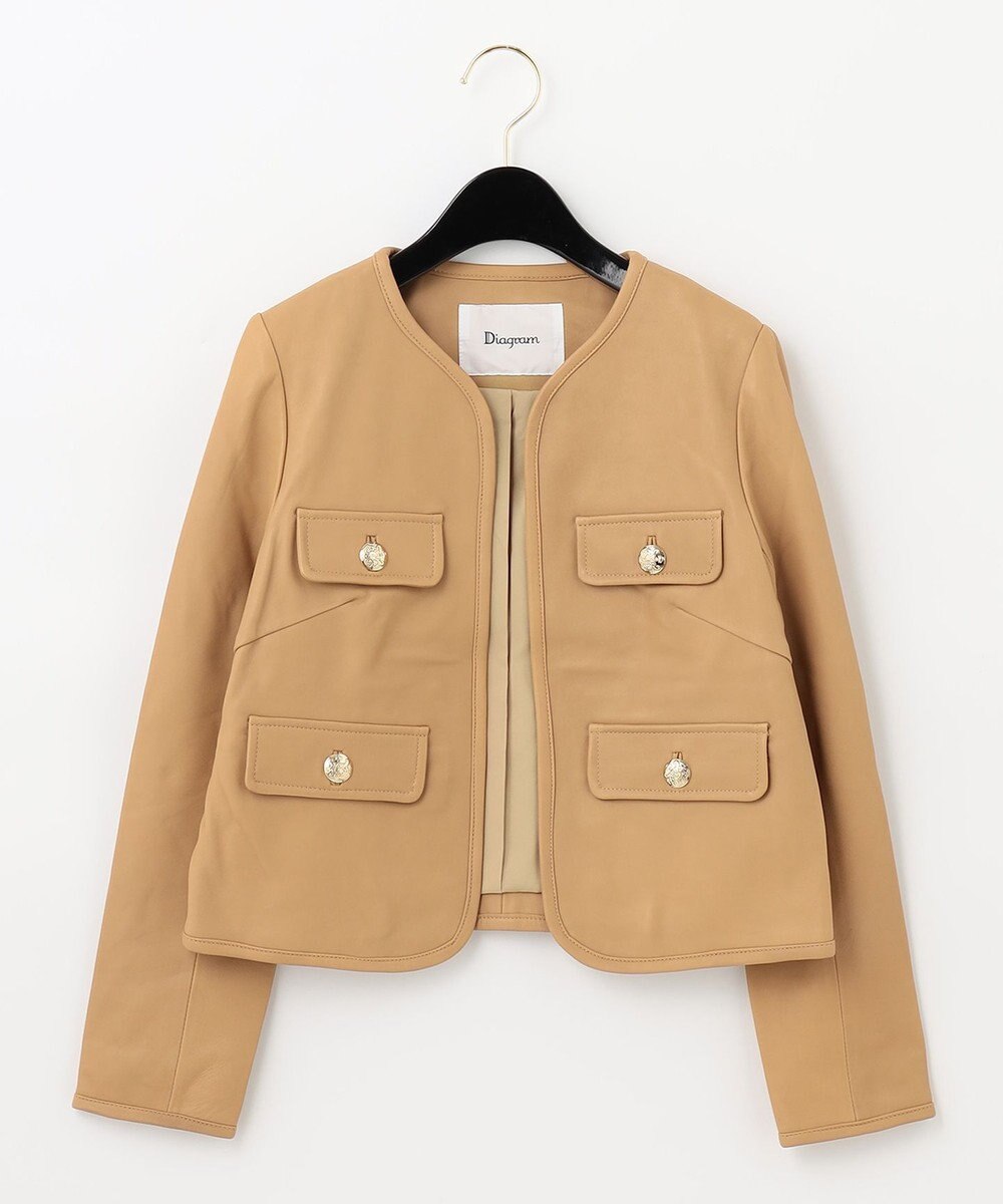 ノーカラーフラップレザージャケット Grace Continental Grace Continental グレースコンチネンタル 通販
