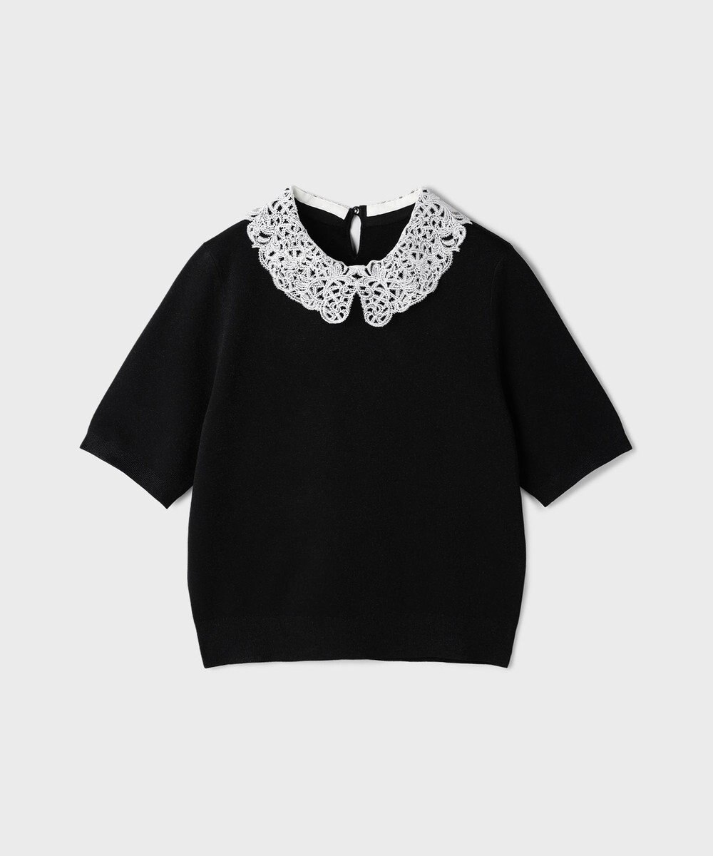 GRACE CONTINENTAL レースカラーラメニットトップ 