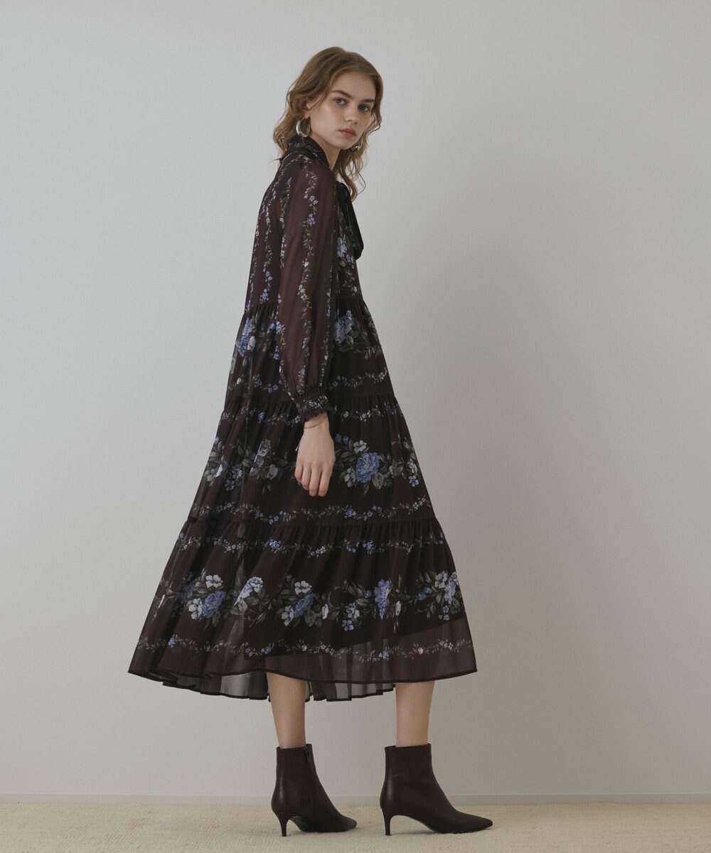 GRACE CONTINENTAL フラワープリントティアードワンピース 