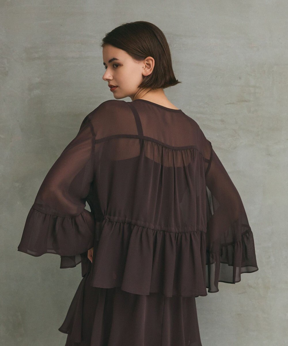 GRACE CONTINENTAL シフォンフリルポンチョ 