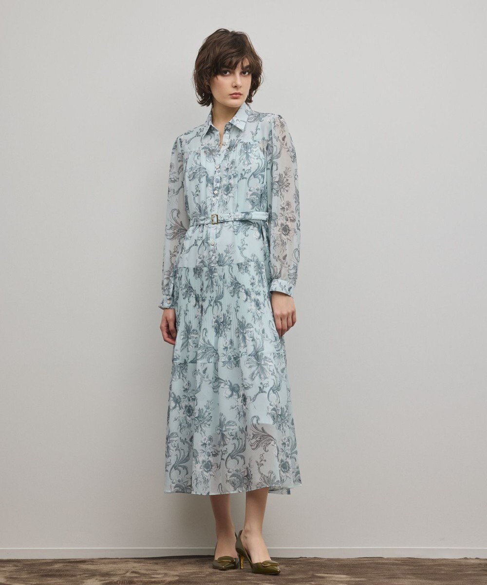 GRACE CONTINENTAL フラワープリントプリーツワンピース 