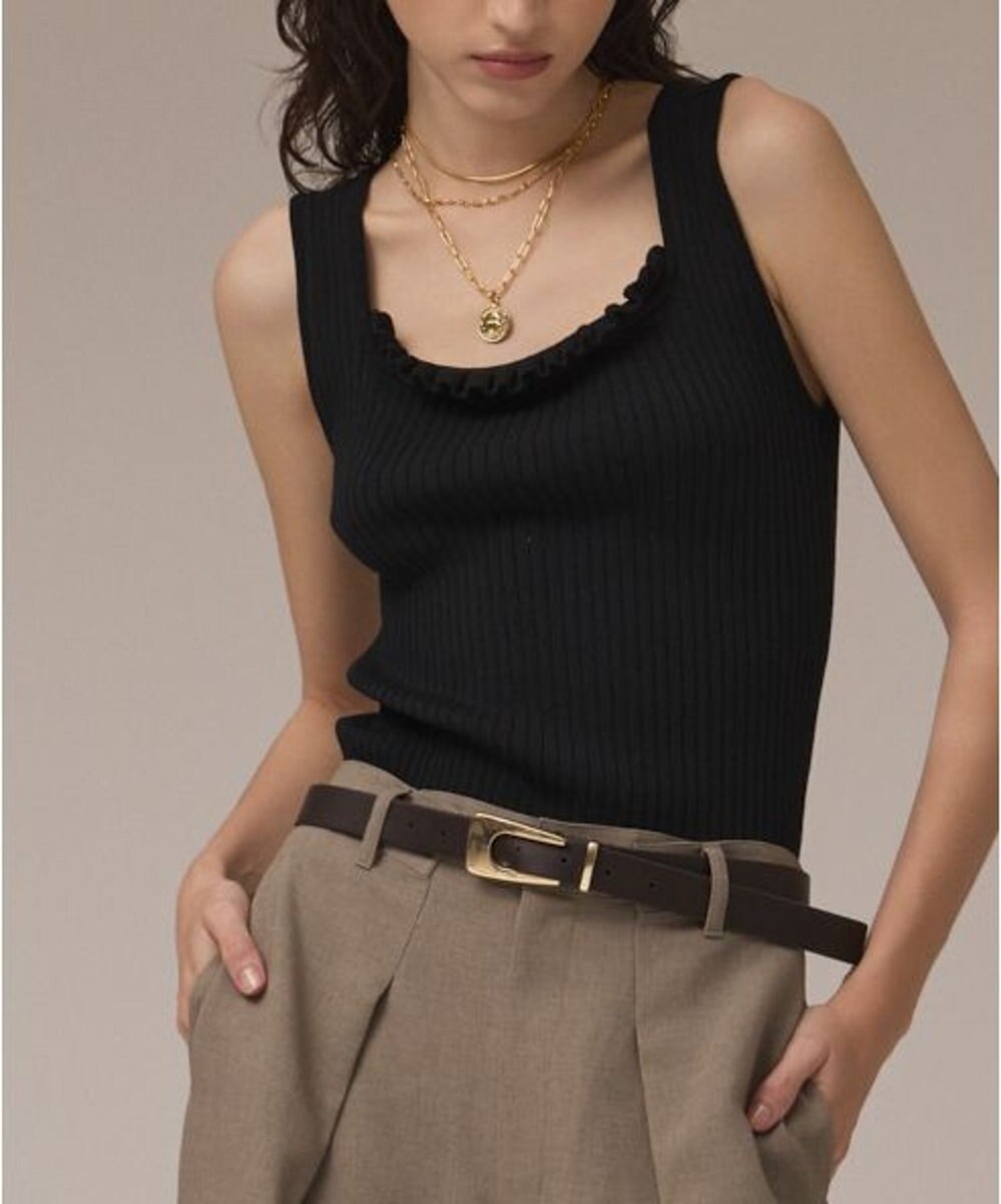 GRACE CONTINENTAL リブフリルニットトップ 