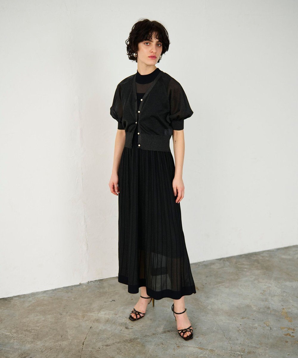 GRACE CONTINENTAL ラメシアープリーツニットワンピース