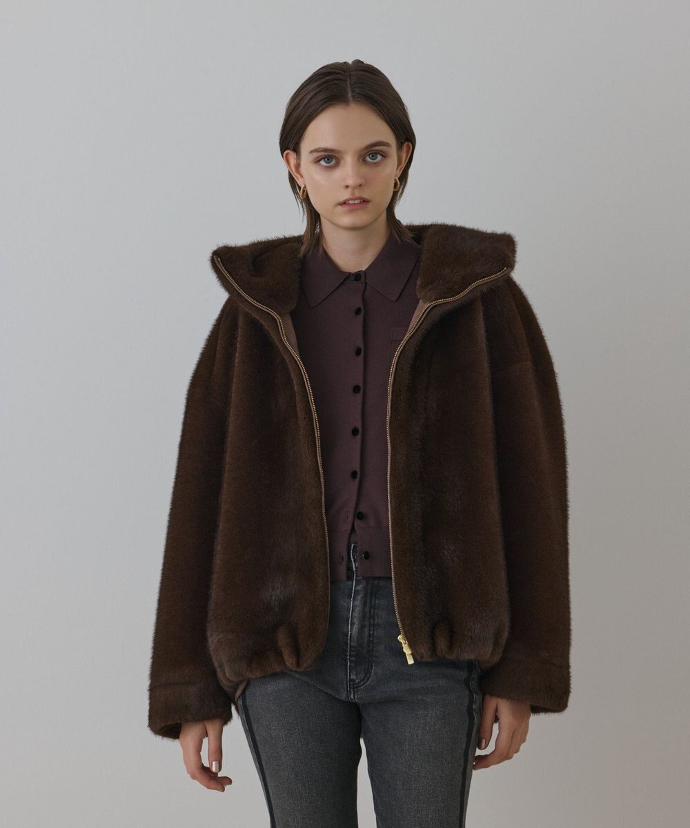 GRACE CONTINENTAL フェイクミンクフードジャケット 