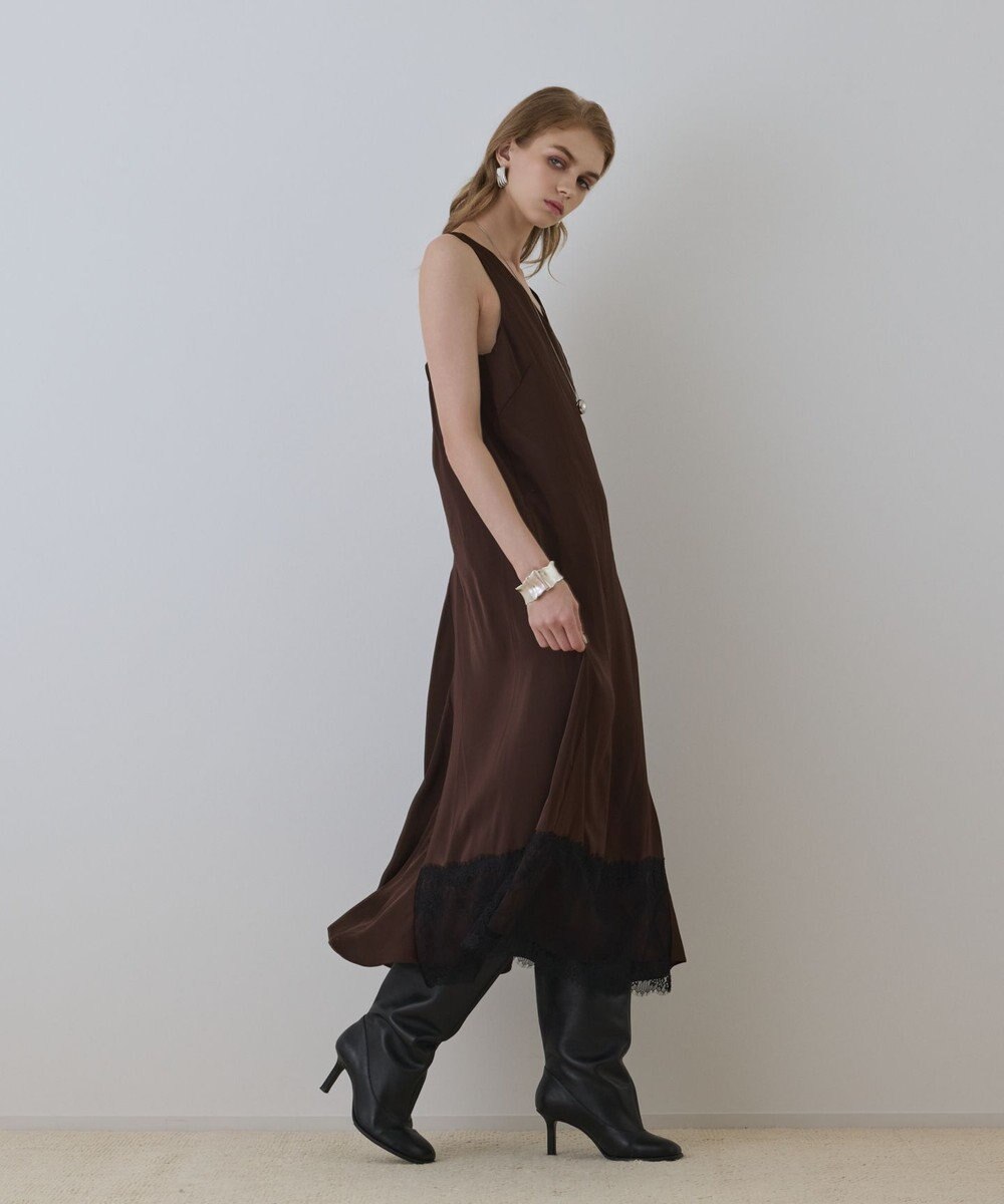 GRACE CONTINENTAL サテンレースニットワンピース 