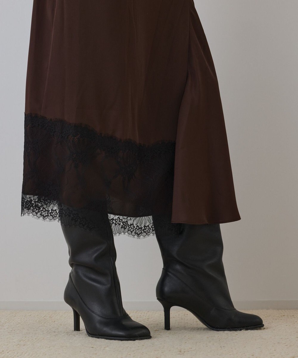 GRACE CONTINENTAL サテンレースニットワンピース 