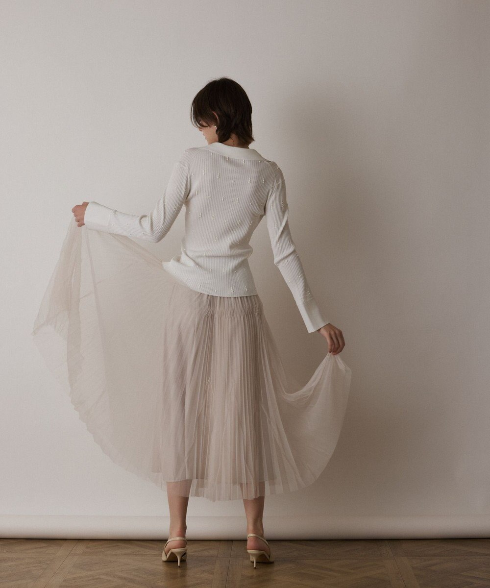 GRACE CONTINENTAL ビジューリブニットトップ