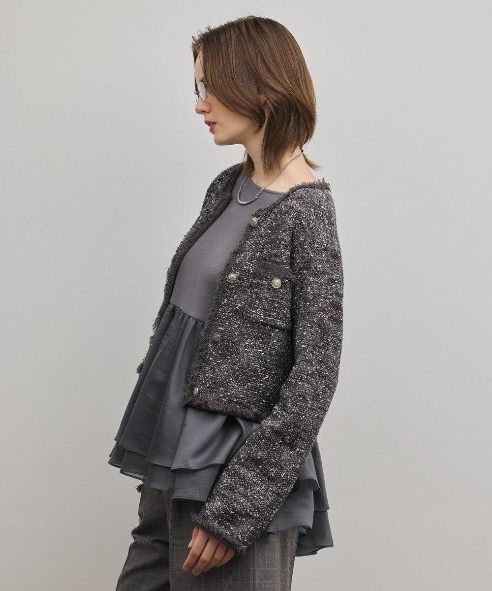 GRACE CONTINENTAL ツイードニットカーディガン 