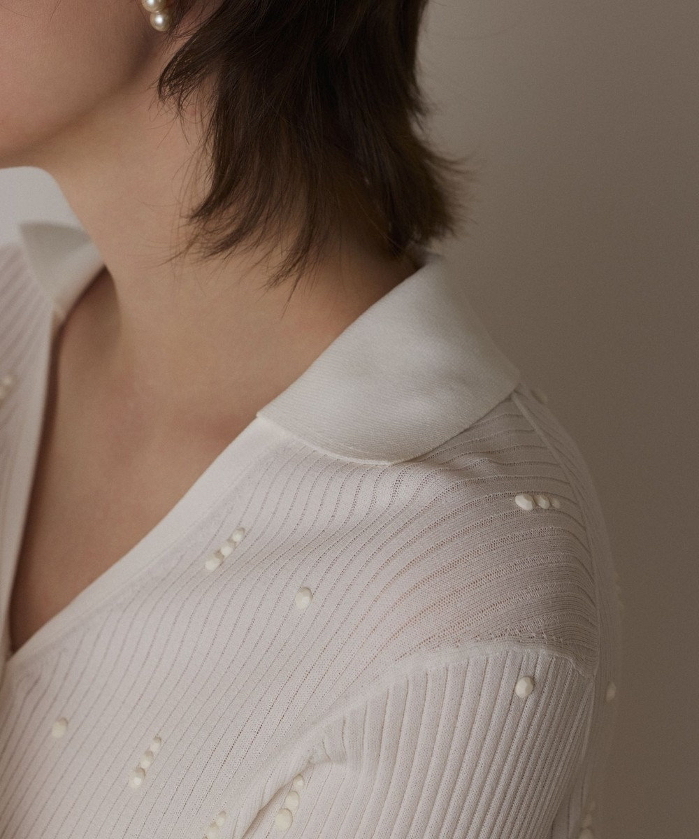 GRACE CONTINENTAL ビジューリブニットトップ