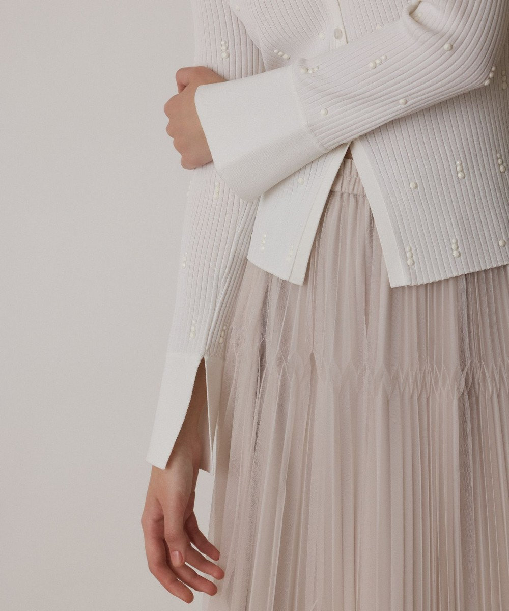 GRACE CONTINENTAL ビジューリブニットトップ 