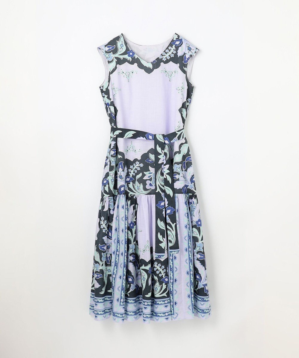 GRACE CONTINENTAL フレームプリントギャザーワンピース 