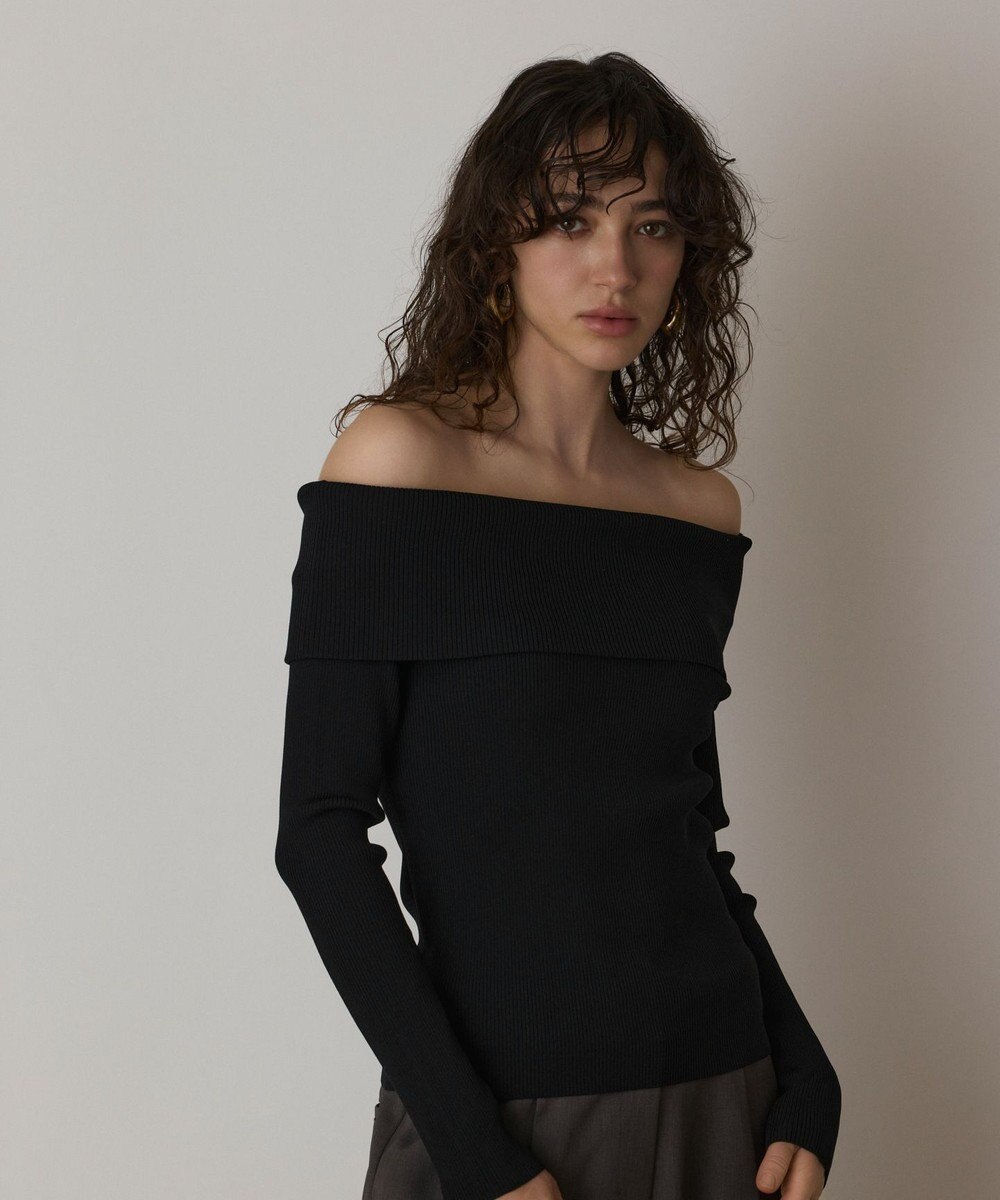 GRACE CONTINENTAL オフショルリブニットトップ