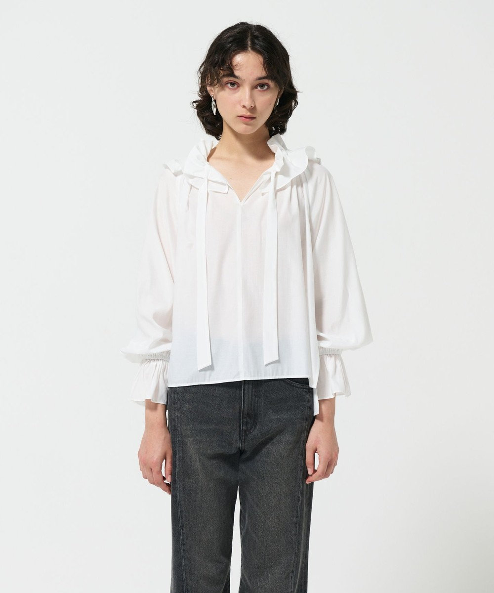 GRACE CONTINENTAL フリルカラーシアーカフタンブラウス