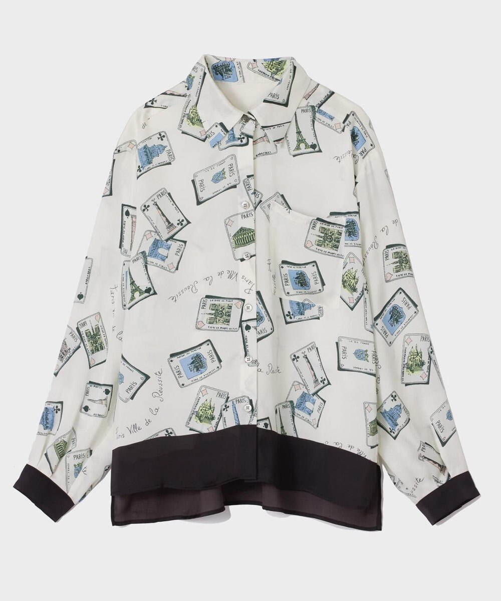 GRACE CONTINENTAL トランププリントブラウス 