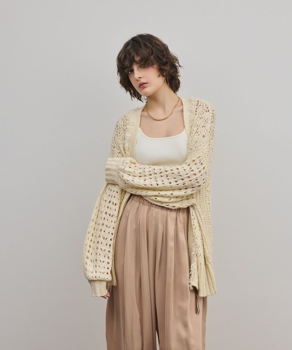 GRACE CONTINENTAL zipミドルニットカーディガン 