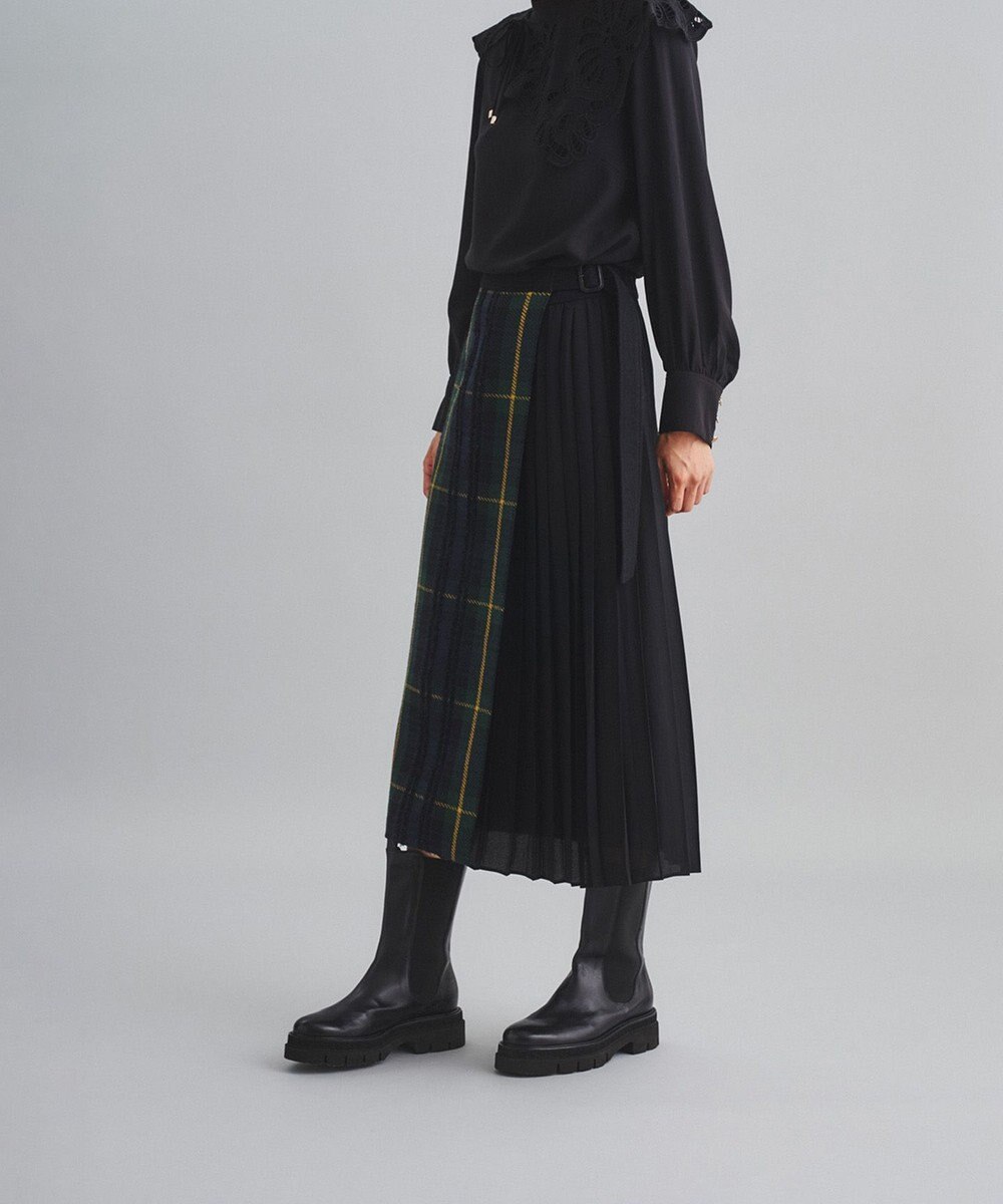 GRACE CONTINENTAL モールチェックスカート ネイビー