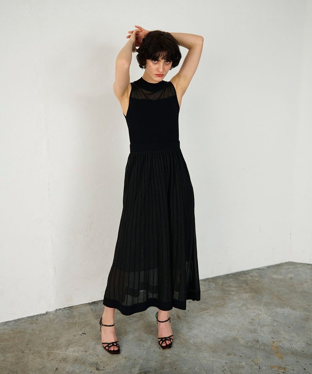 GRACE CONTINENTAL ラメシアープリーツニットワンピース