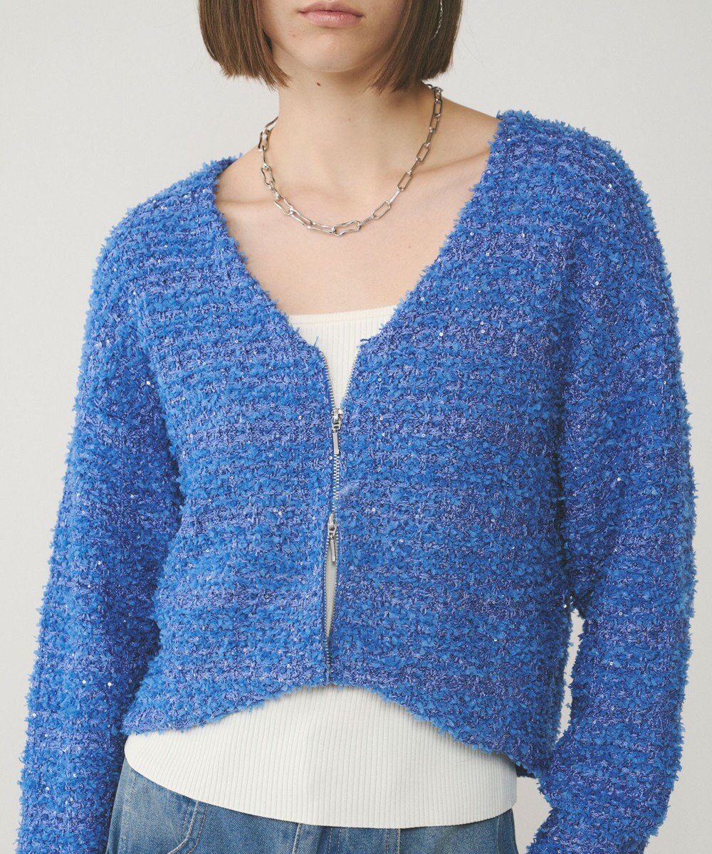 GRACE CONTINENTAL ツイードニットzipカーディガン