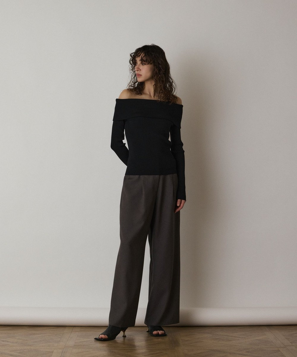 GRACE CONTINENTAL オフショルリブニットトップ