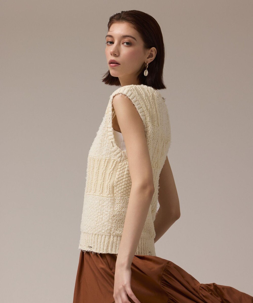 GRACE CONTINENTAL パッチワークニットトップ 