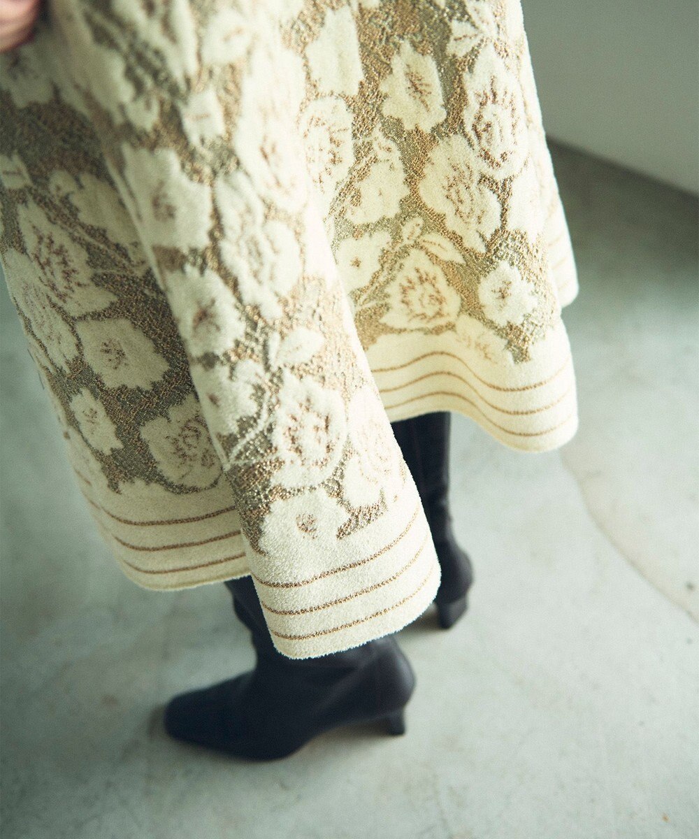 GRACE CONTINENTAL フローラルラメニットスカート 