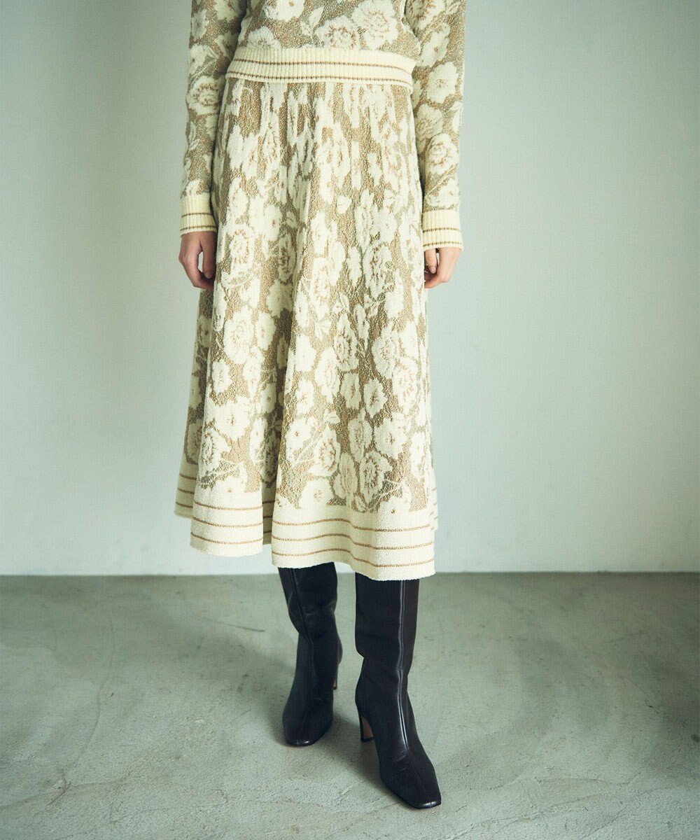 GRACE CONTINENTAL フローラルラメニットスカート 