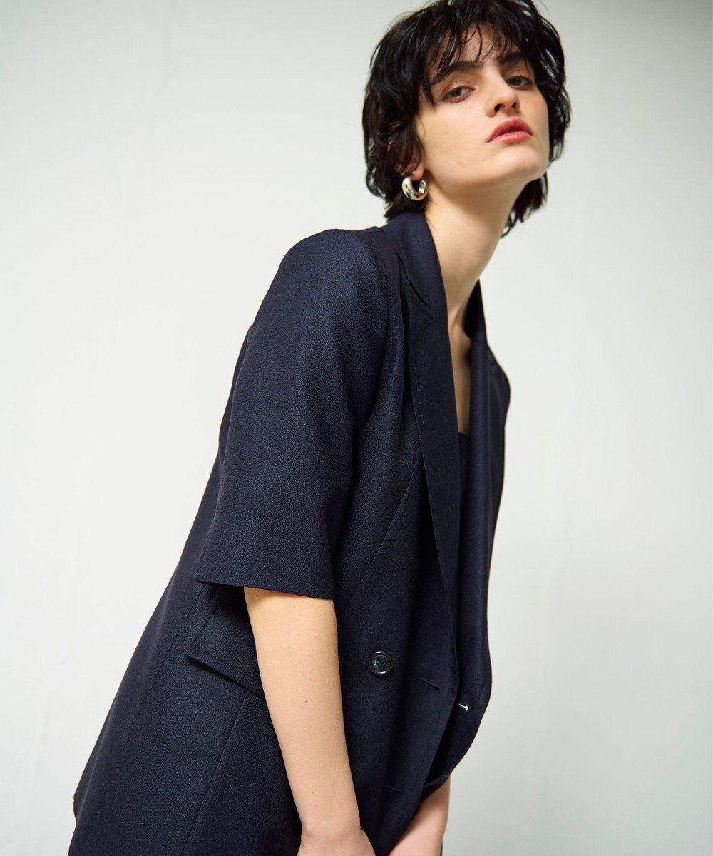 GRACE CONTINENTAL リネンタッチハーフスリーブジャケット 