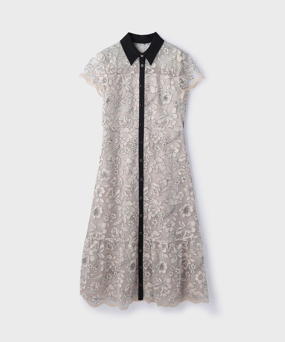 GRACE CONTINENTAL チュールフラワー刺繍ワンピース 