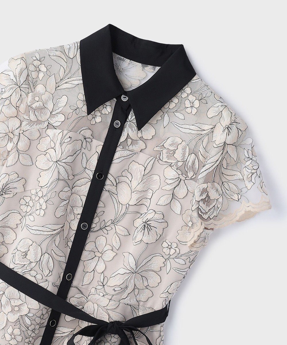 GRACE CONTINENTAL チュールフラワー刺繍ワンピース 