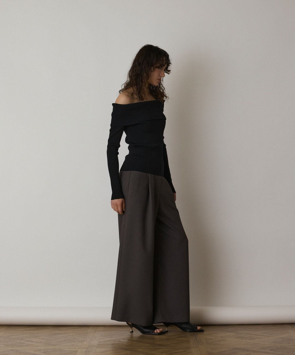 GRACE CONTINENTAL オフショルリブニットトップ