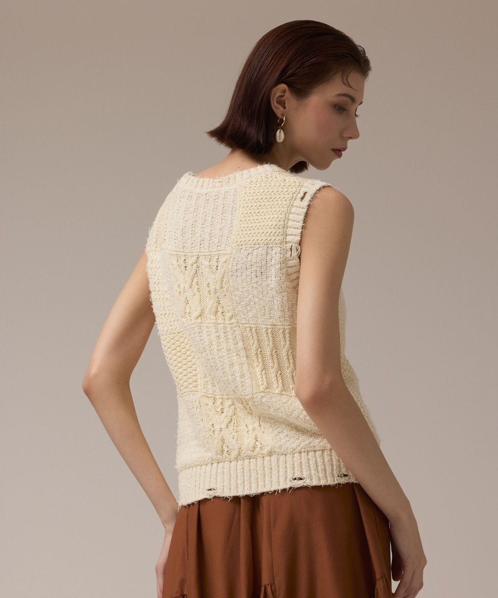 GRACE CONTINENTAL パッチワークニットトップ 