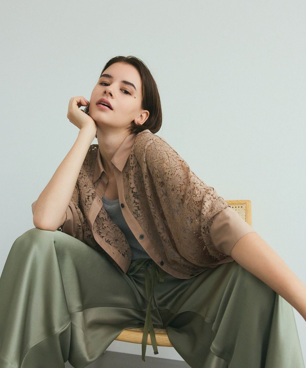 GRACE CONTINENTAL ダブルサテンイージーパンツ