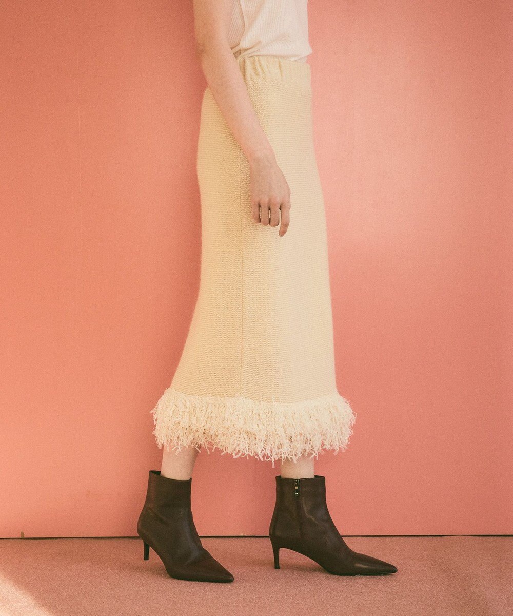 GRACE CONTINENTAL ラメフェザーフリンジスカート 