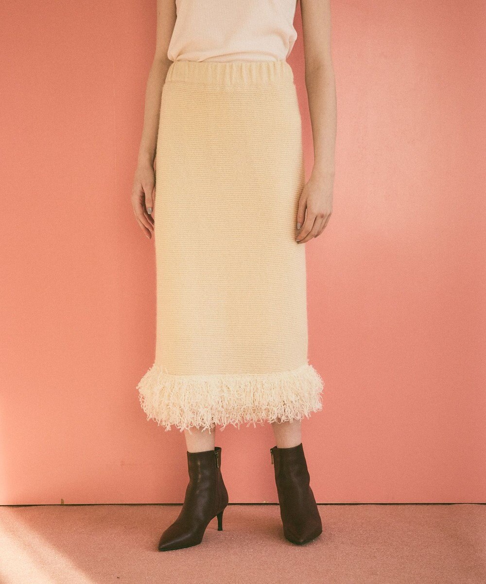 GRACE CONTINENTAL ラメフェザーフリンジスカート 