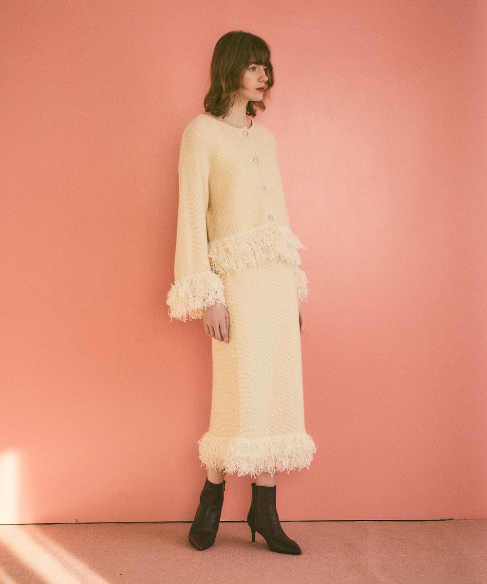 GRACE CONTINENTAL ラメフェザーフリンジスカート 