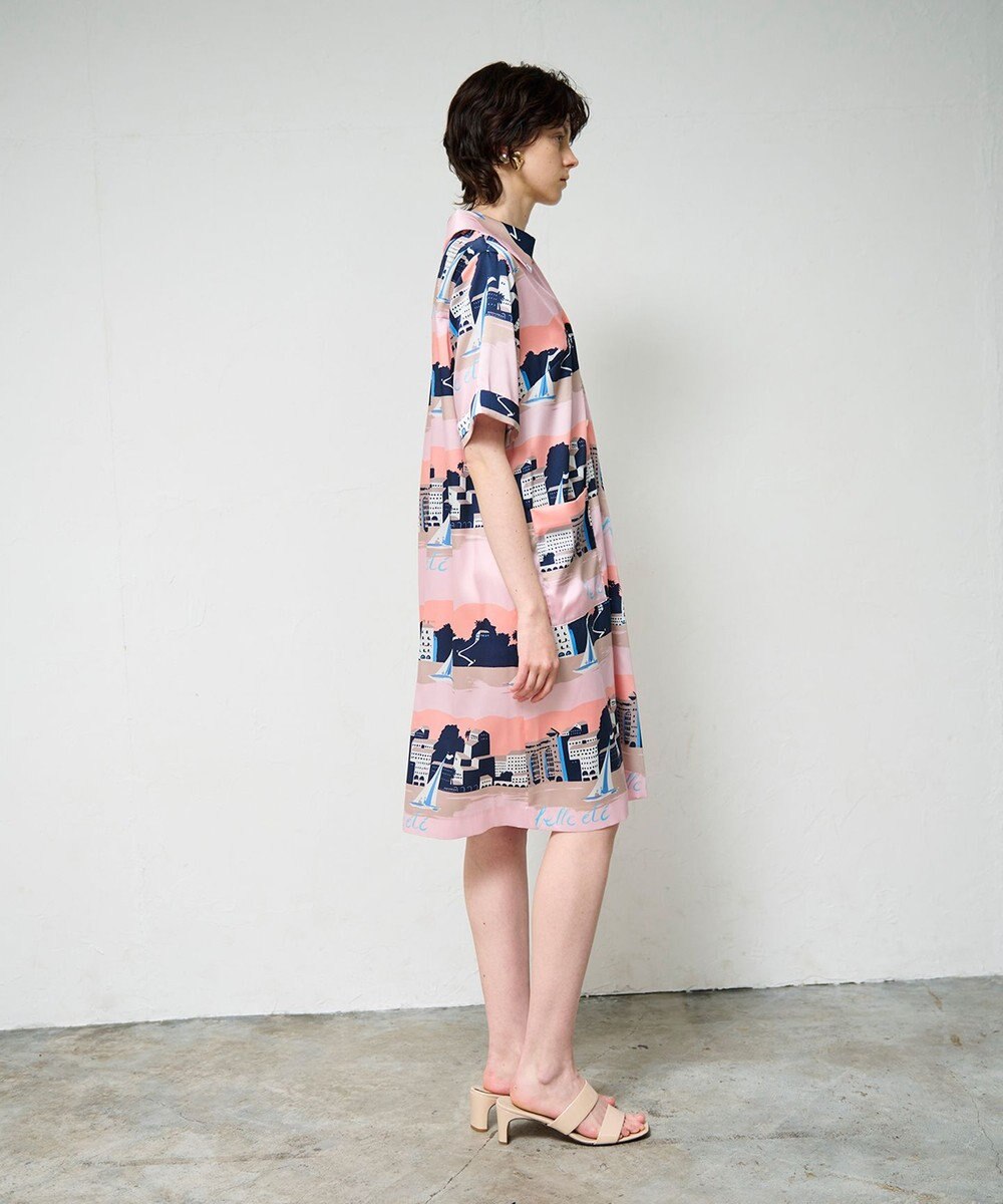 GRACE CONTINENTAL マリンプリントシャツドレス 