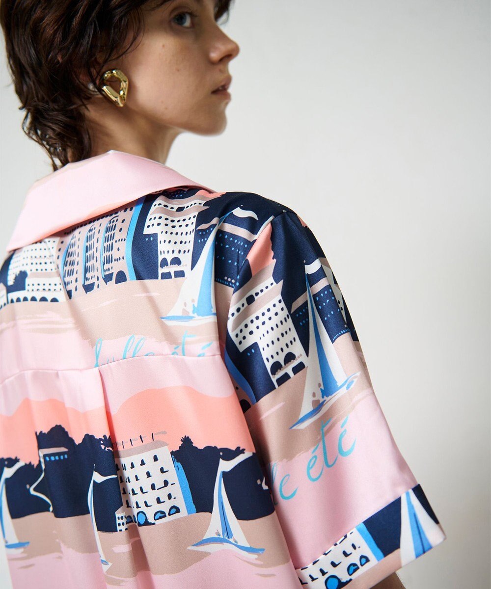 GRACE CONTINENTAL マリンプリントシャツドレス 