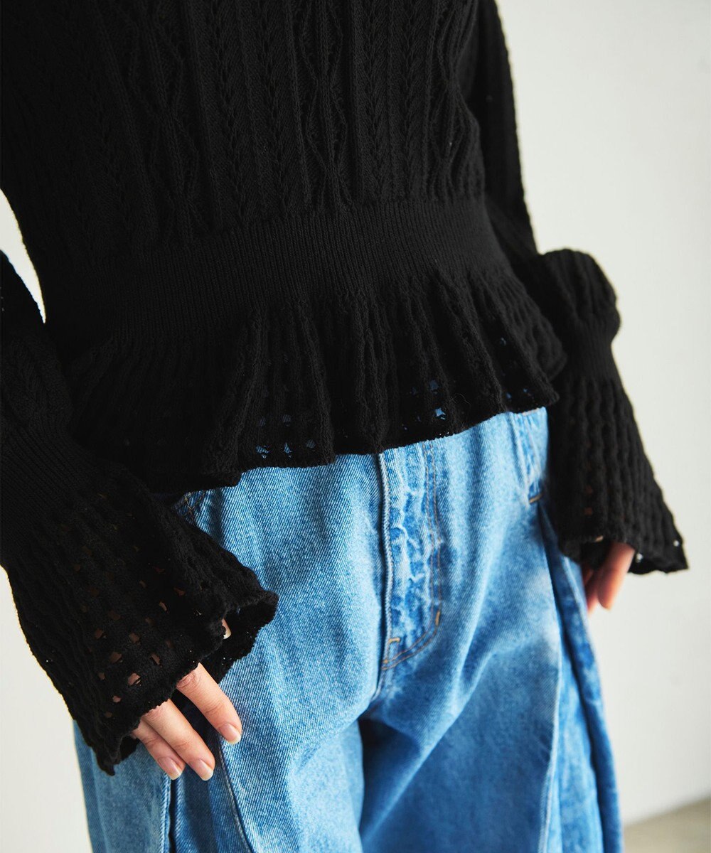 GRACE CONTINENTAL レース編ルーズニットトップ 