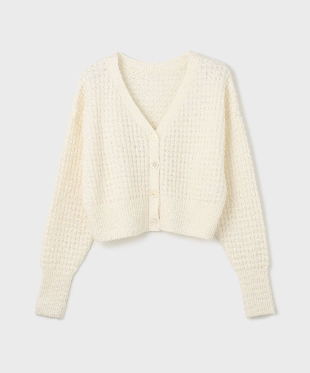 GRACE CONTINENTAL ワッフルショートニットカーディガン 