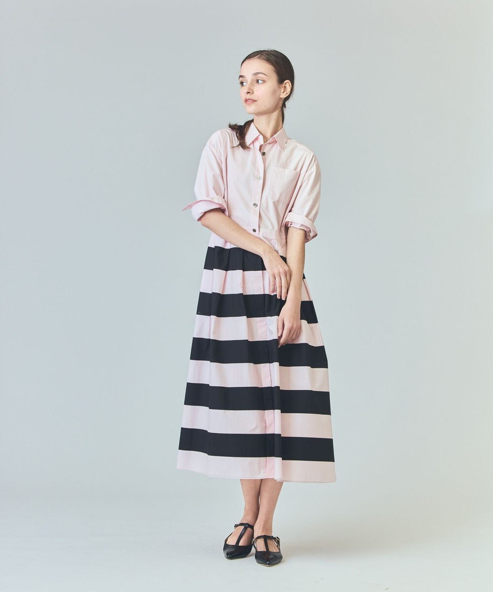 GRACE CONTINENTAL ボーダーコンビシャツワンピース 