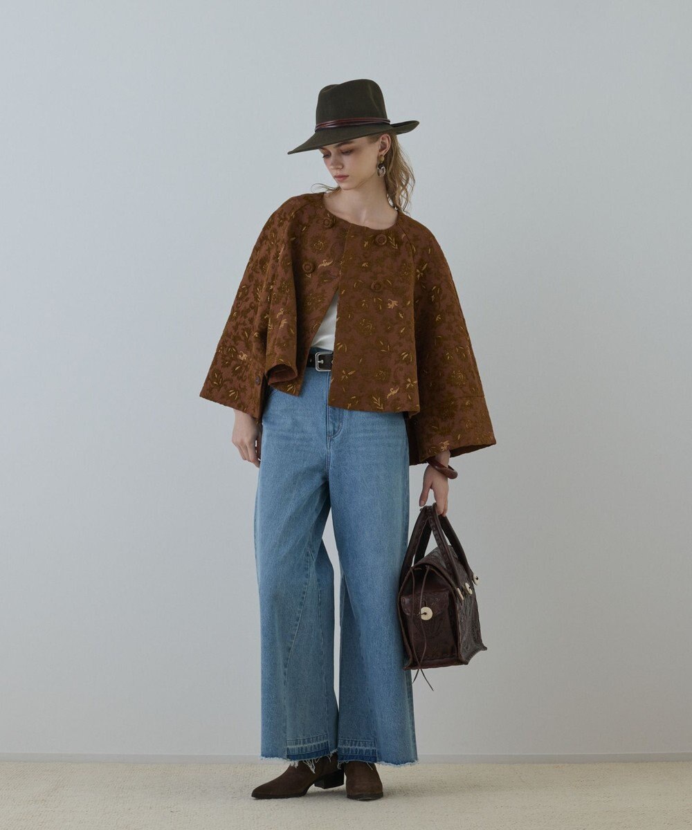 GRACE CONTINENTAL サラサジャガードケープジャケット 